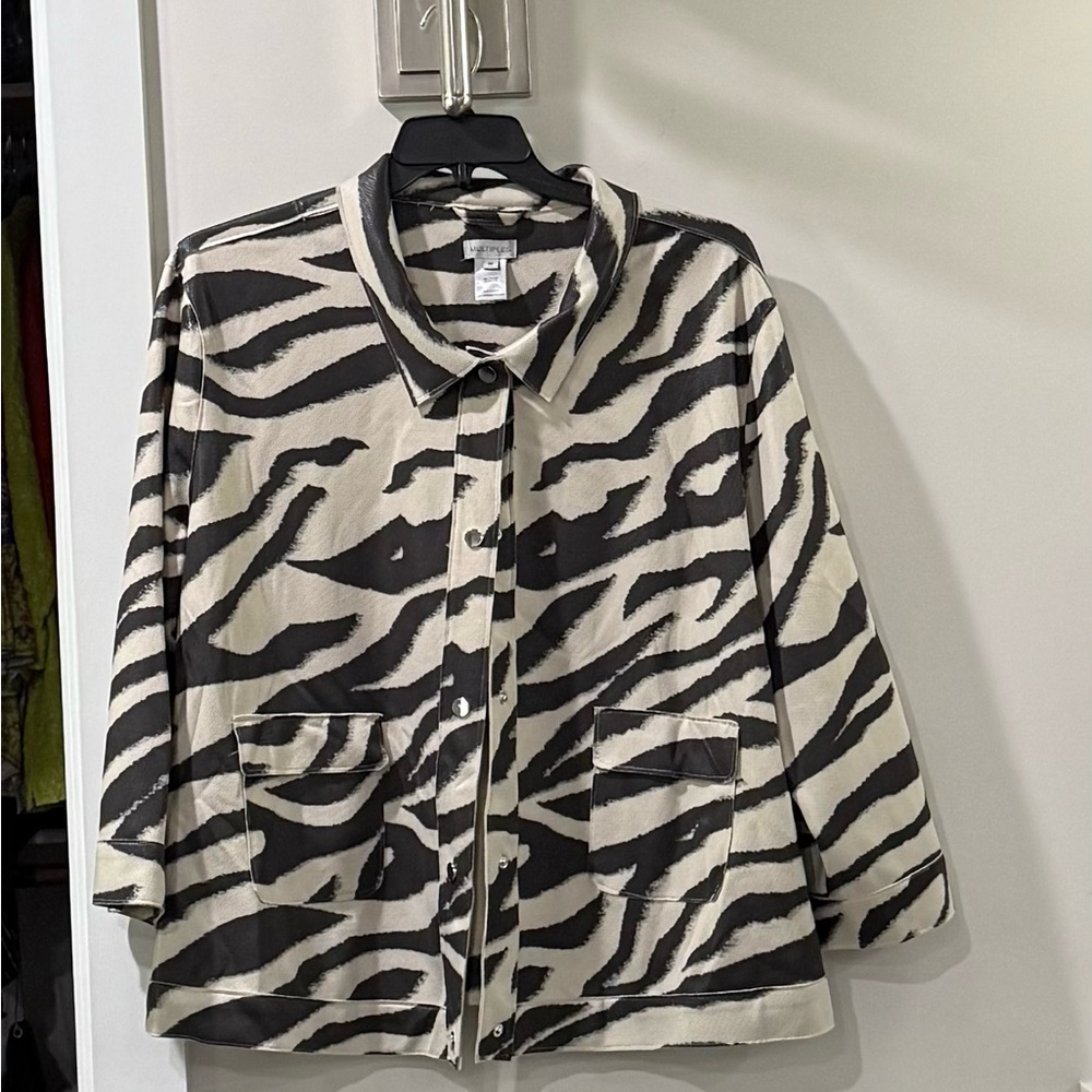 Multiples Black and Cream Zebra Print Blazer